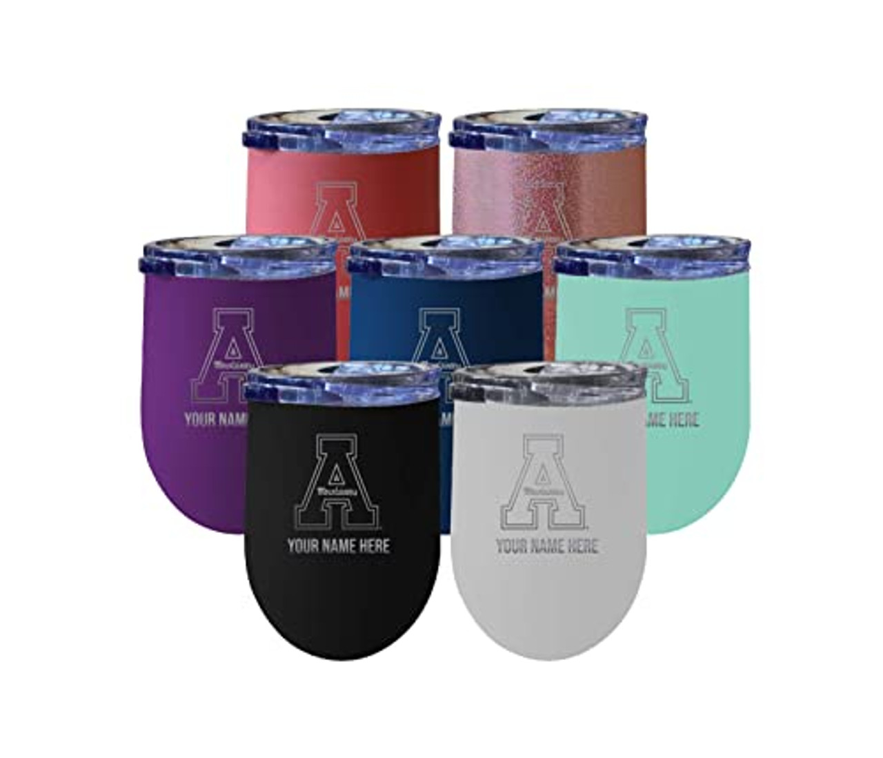 Collegiate Custom Personalized Appalachian State 12 oz Etched Insulated Wine Stainless Steel Tumbler with Engraved Name