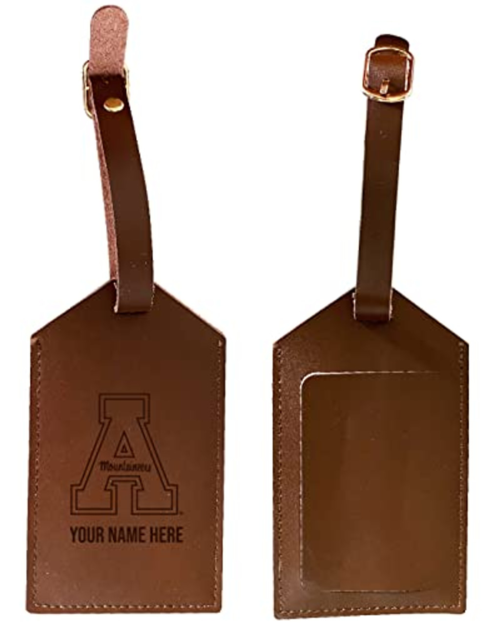 Personalized Customizable Appalachian State Engraved Leather Luggage Tag with Custom Name