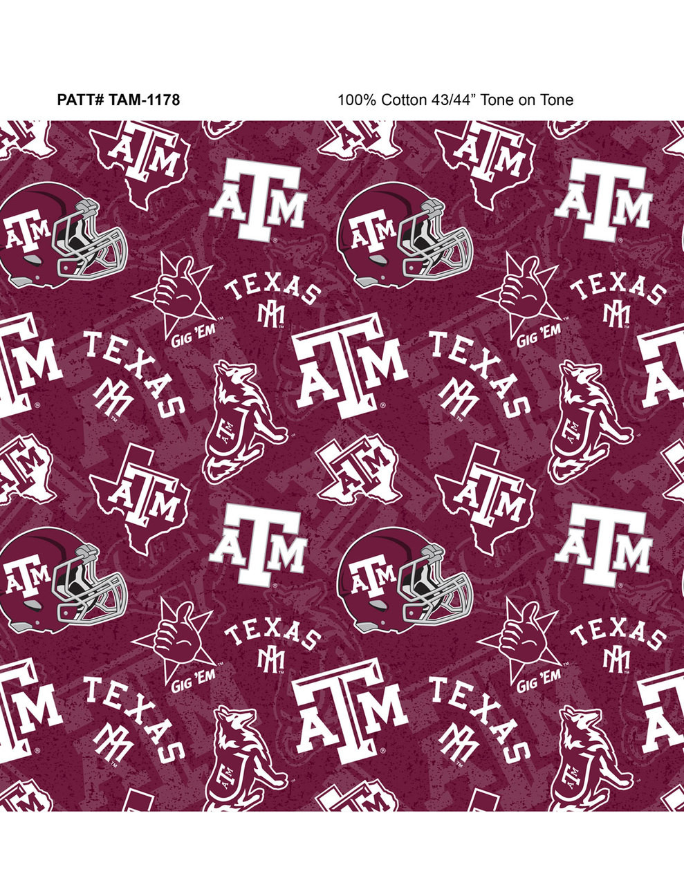 Texas A&M Allover Collegiate Cotton Fabric