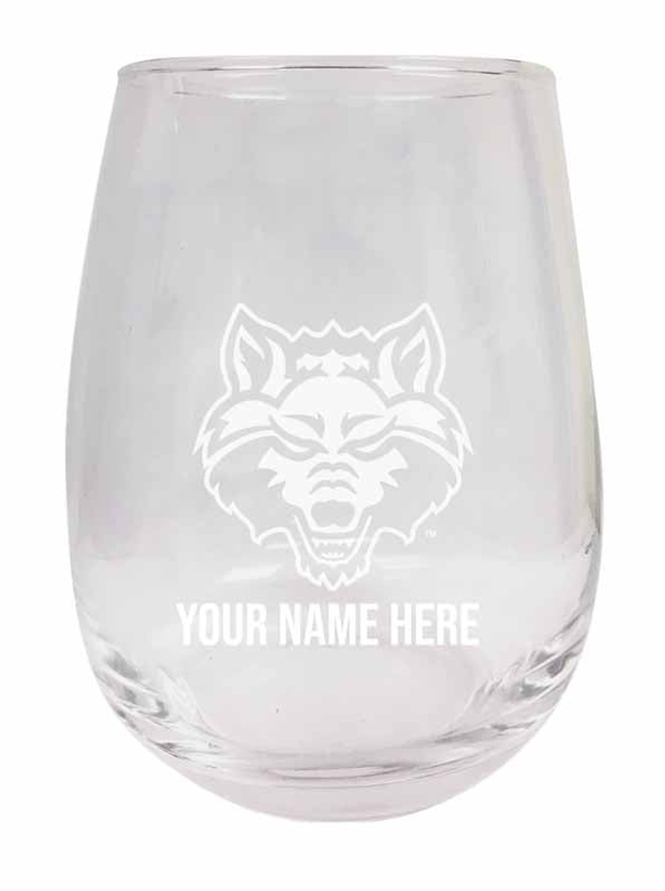Personalized Customizable Arkansas State Etched Stemless Wine Glass 9 oz With Custom Name