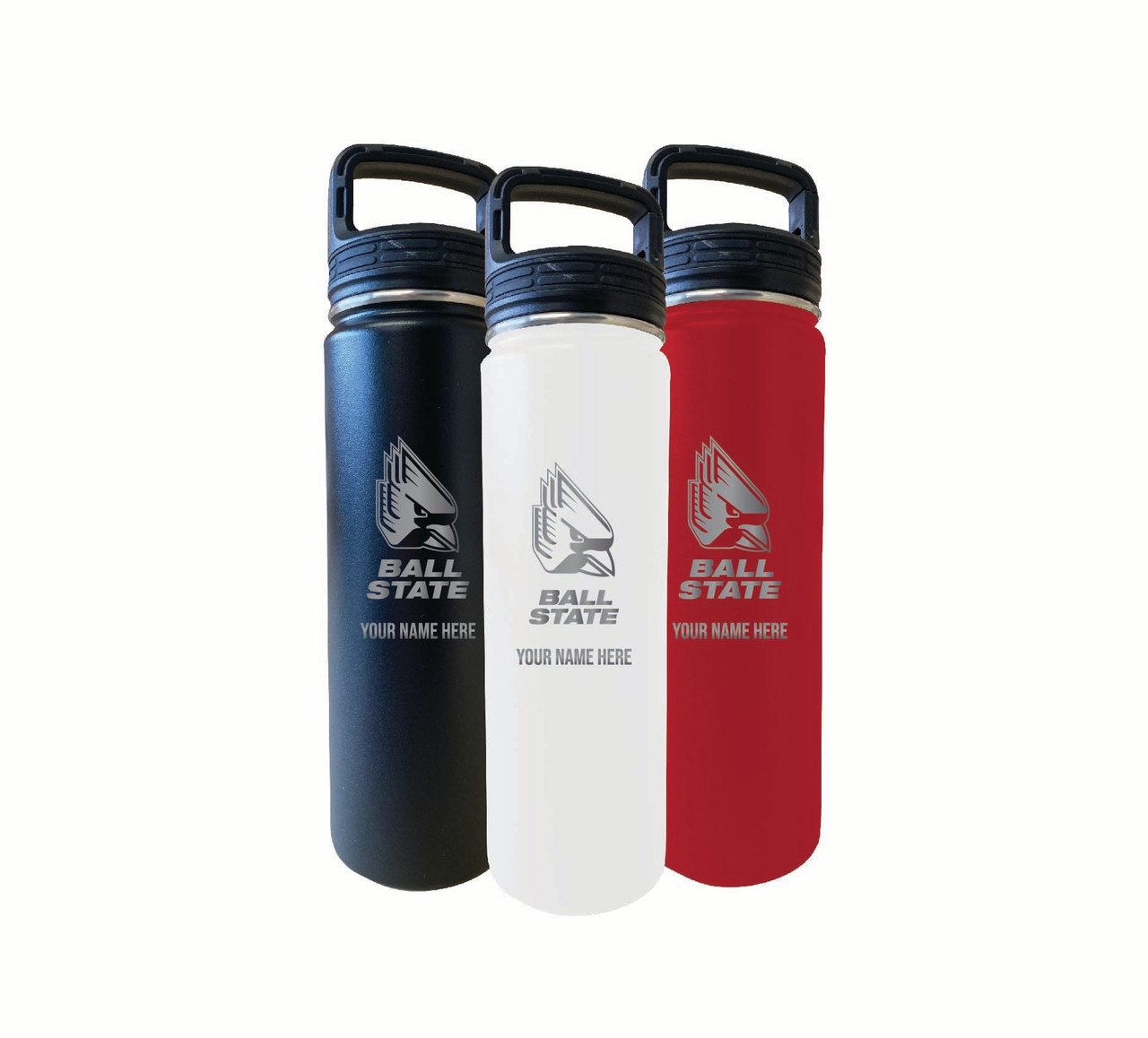 Ball State University Custom College Etched 32 oz Stainless Steel Water Bottle Tumbler "Personalized with Name"