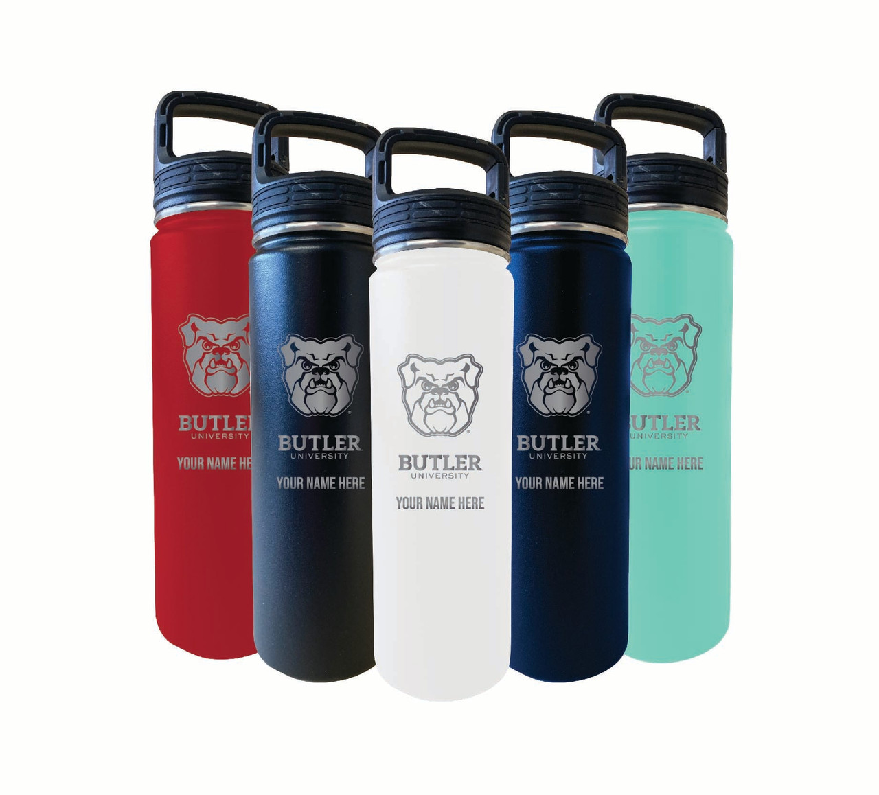 Butler Bulldogs Custom College Etched 32 oz Engraved Insulated Double Wall Stainless Steel Water Bottle Tumbler "Personalized with Name"