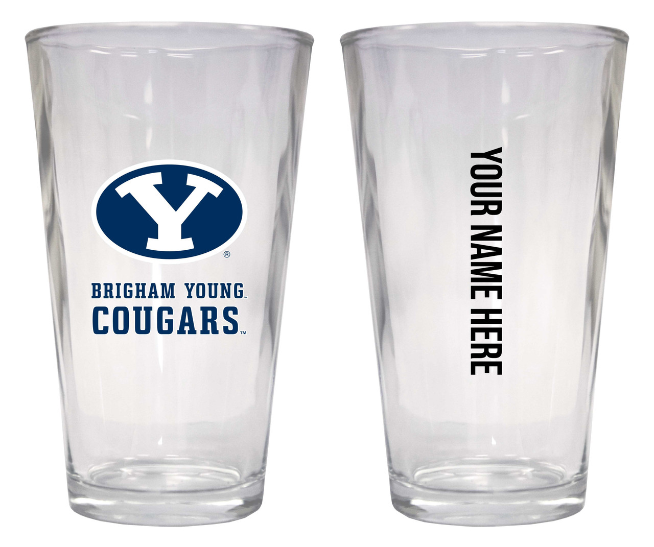 Personalized Customizable Brigham Young Cougars Pint Glass Custom Name