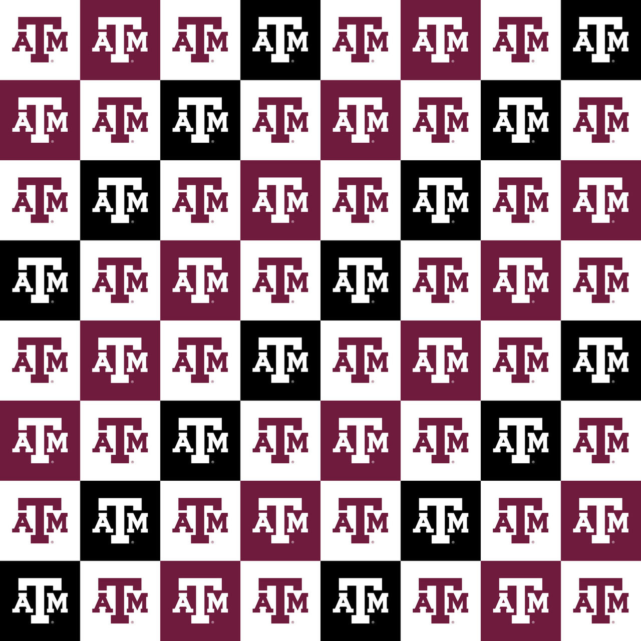 Texas A&M Aggies Cotton Fabric with Collegiate Check Print or Matching Solid Cotton Fabrics