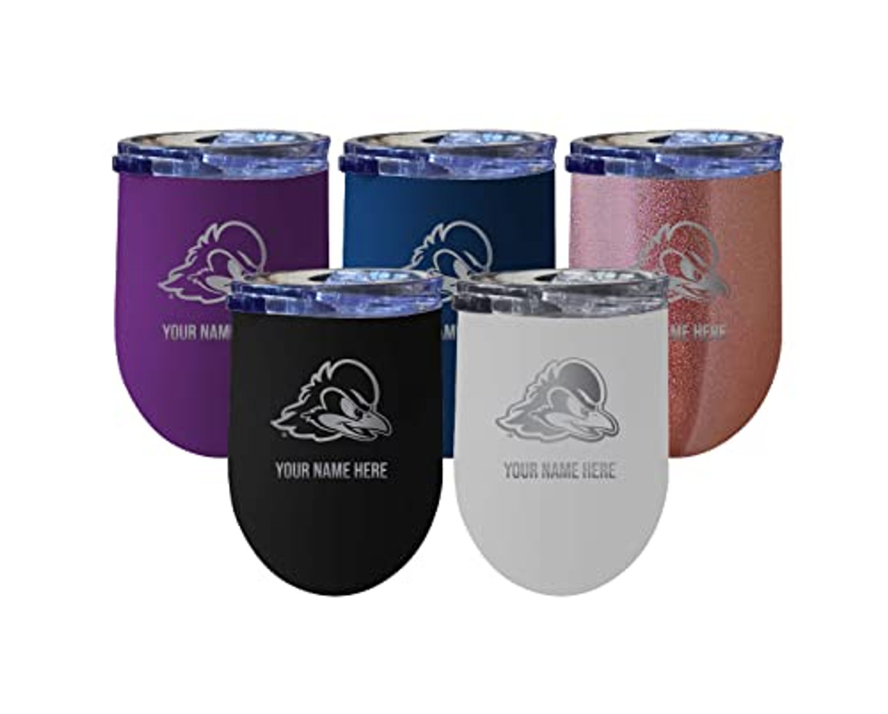 Collegiate Custom Personalized Delaware Blue Hens 12 oz Etched Insulated Wine Stainless Steel Tumbler with Engraved Name