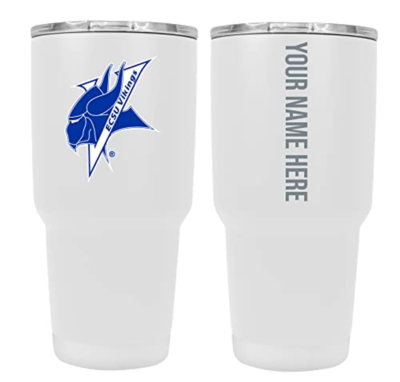 Collegiate Custom Personalized Elizabeth City State University, 24 oz Insulated Stainless Steel Tumbler with Engraved Name (White)