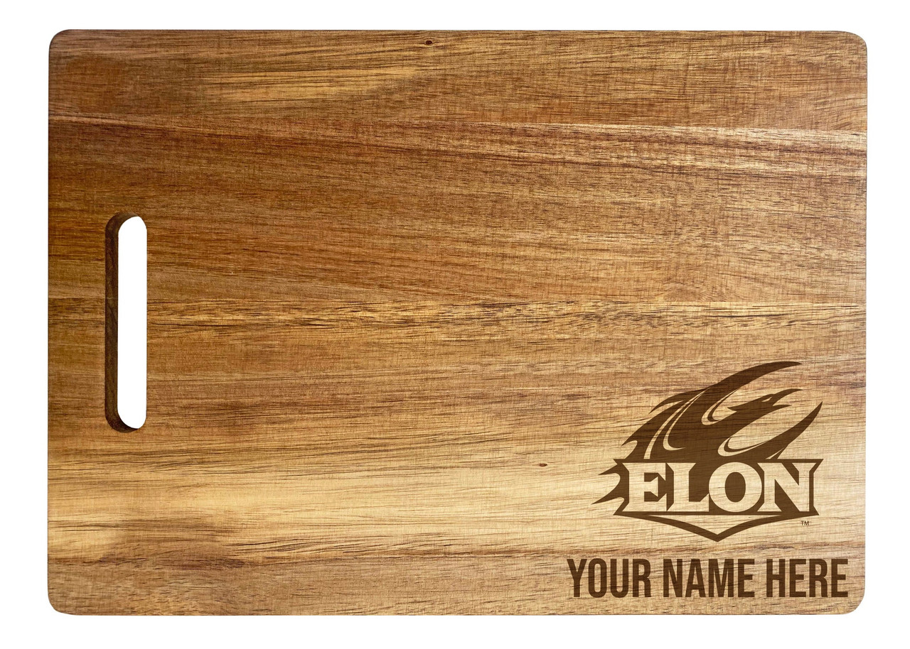 Elon University Custom Engraved Wooden Cutting Board 10" x 14" Acacia Wood