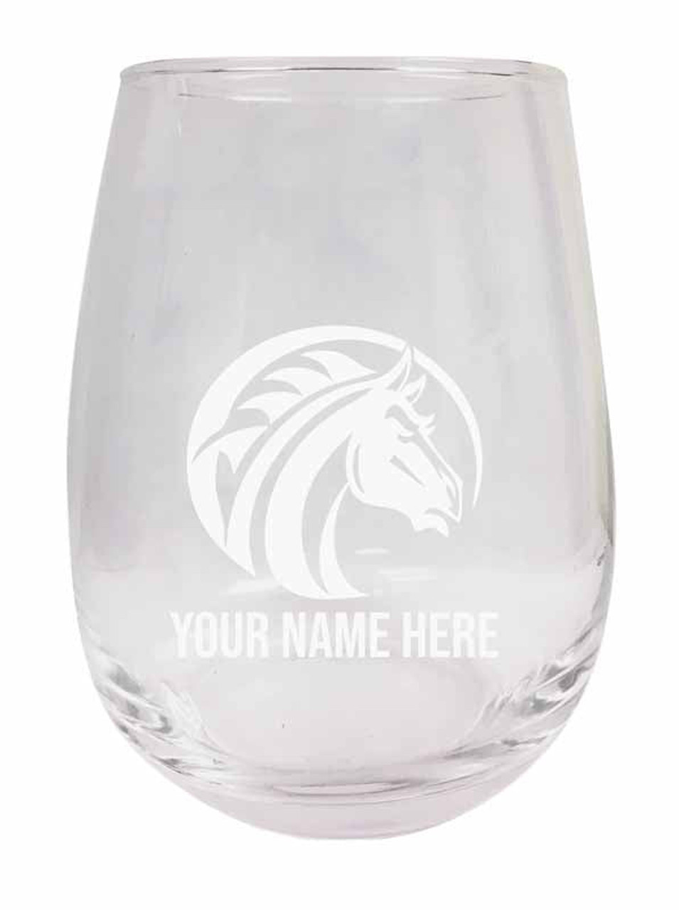 Personalized Customizable Fayetteville State University Etched Stemless Wine Glass 9 oz With Custom Name