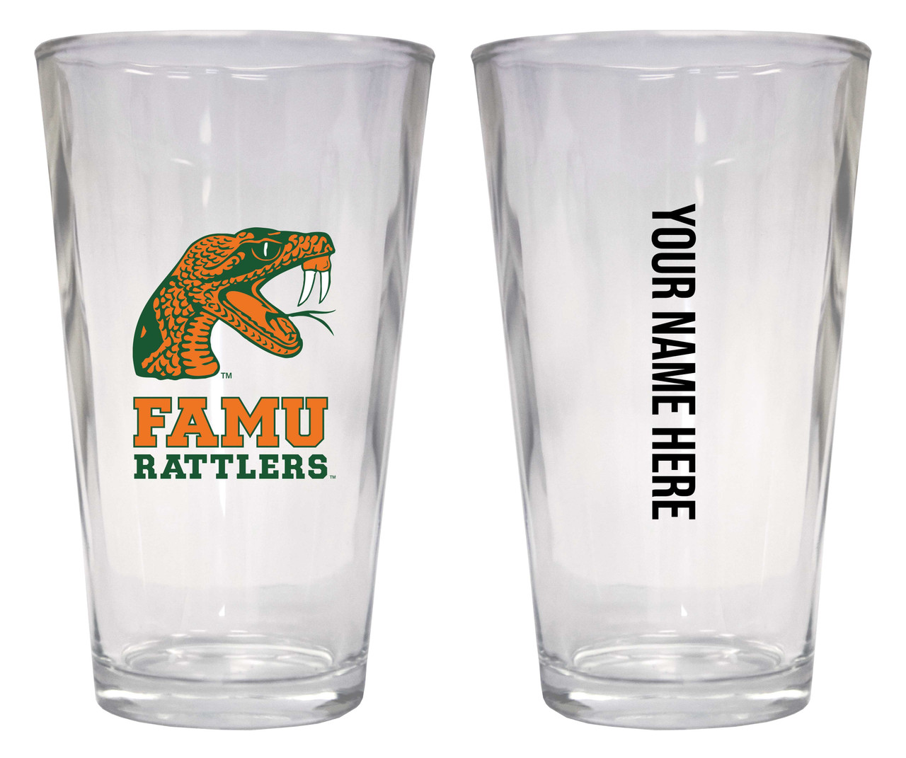 Personalized Customizable Florida A&M Rattlers Pint Glass Custom Name