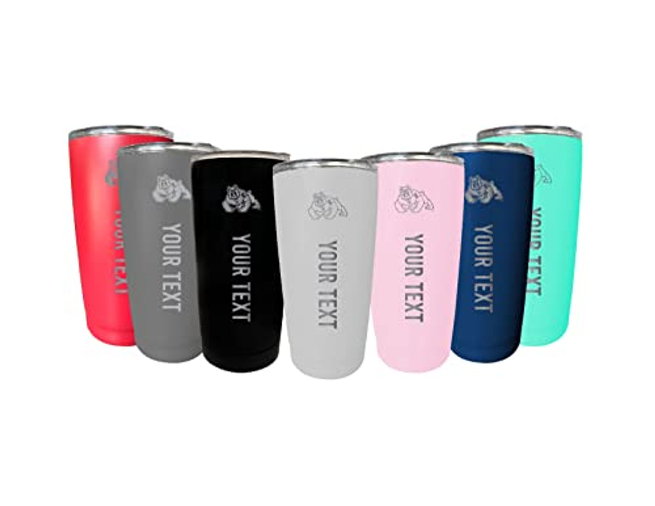 Collegiate Custom Personalized Fresno State Bulldogs 16 oz Etched Insulated Stainless Steel Tumbler with Engraved Name Choice of Color