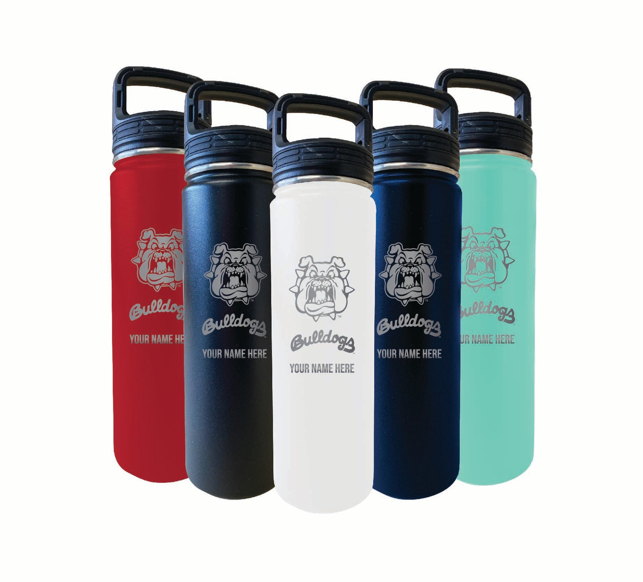 Fresno State Bulldogs Custom College Etched 32 oz Stainless Steel Water Bottle Tumbler "Personalized with Name"