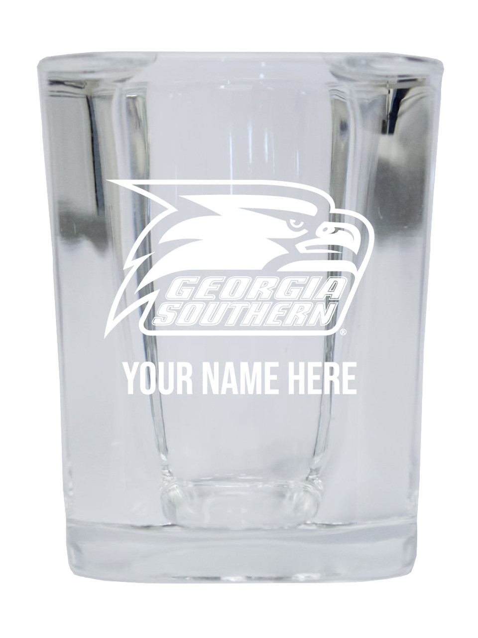 Personalized Georgia Southern Eagles Etched Square Shot Glass 2 oz With Custom Name