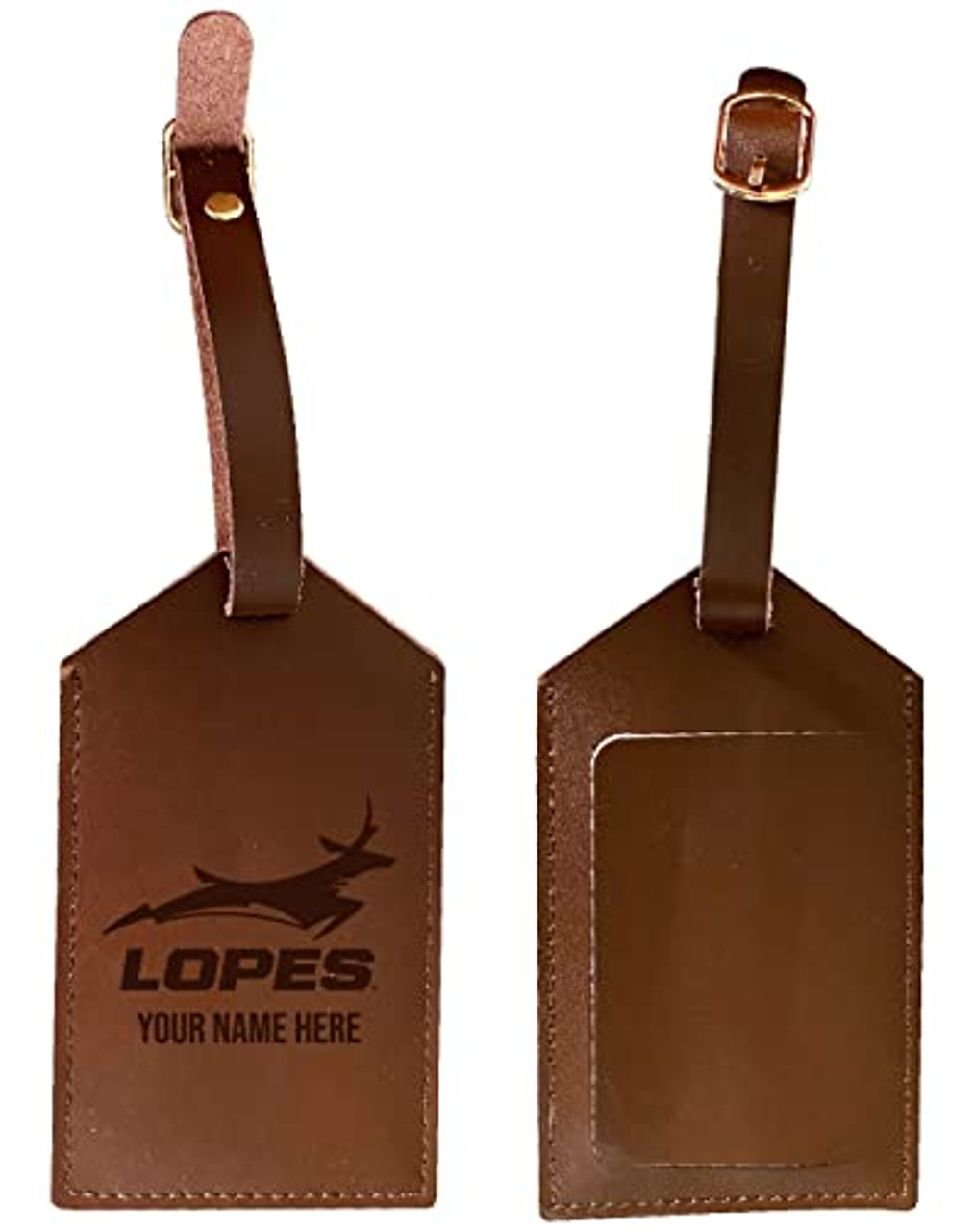 Personalized Customizable Grand Canyon University Lopes Engraved Leather Luggage Tag with Custom Name