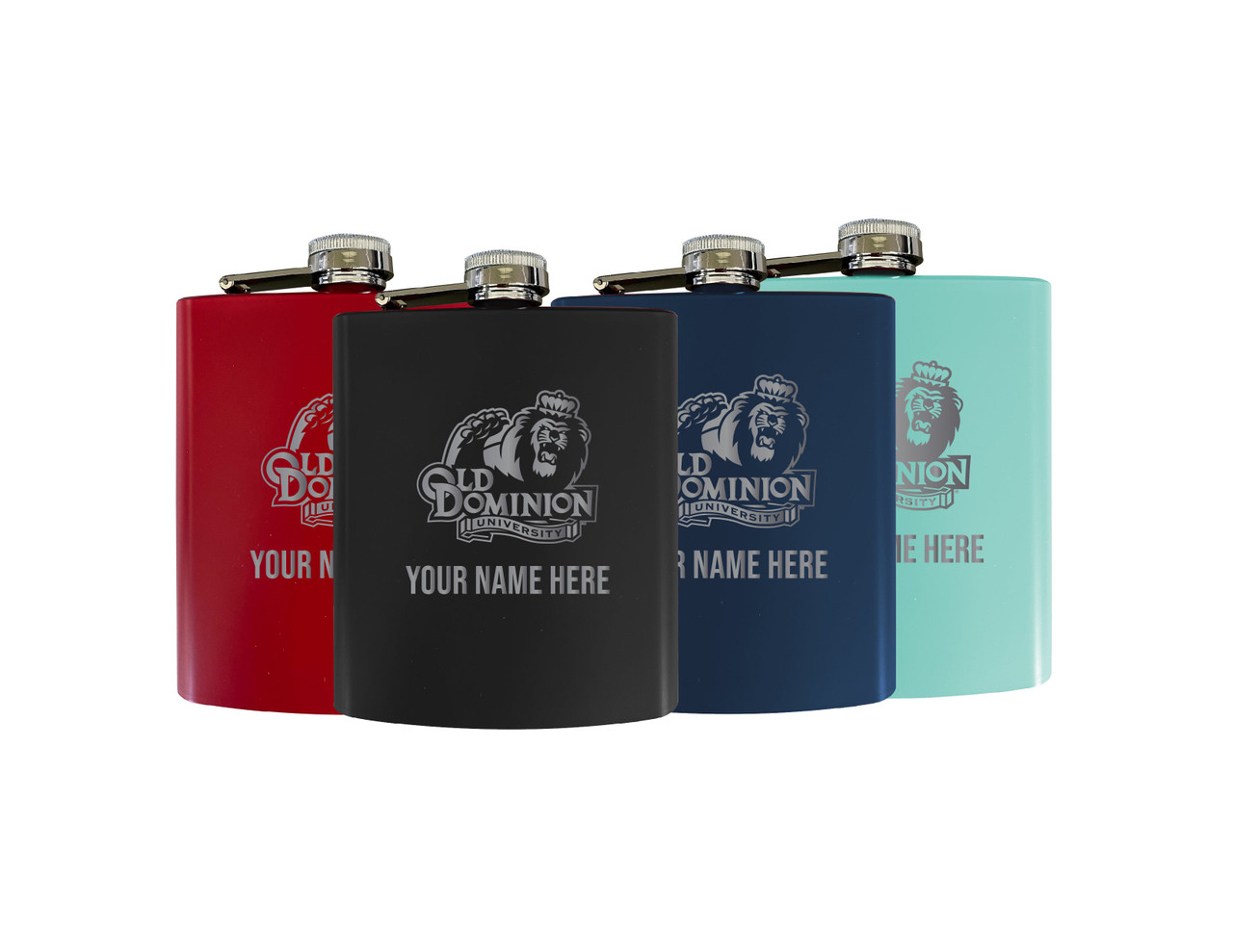 Personalized Customizable Old Dominion Monarchs Matte Finish Stainless Steel 7 oz Flask Personalized with Custom Text Choice of Color