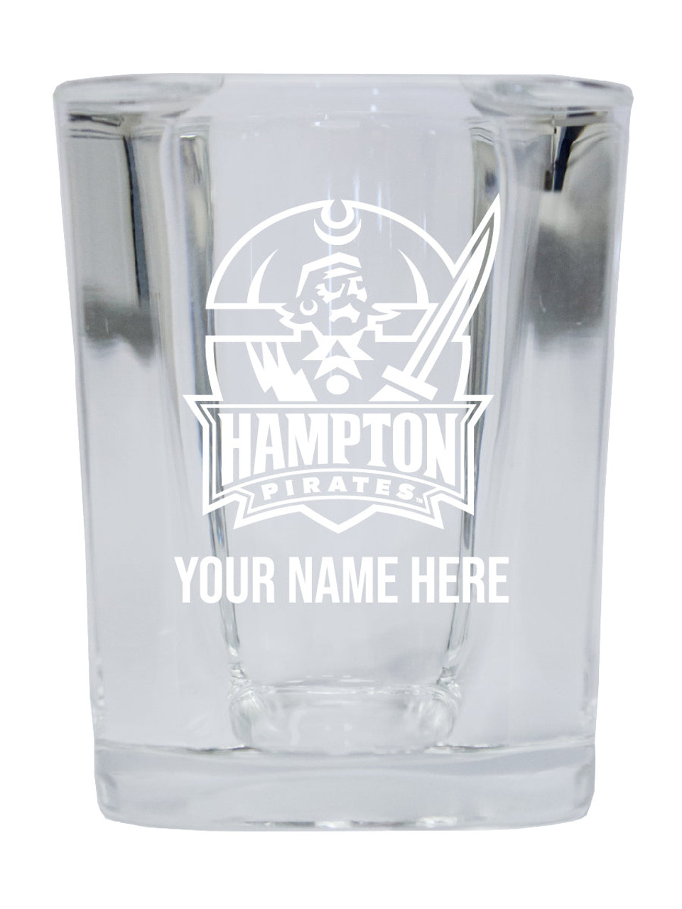 Personalized Hampton University Etched Square Shot Glass 2 oz With Custom Name