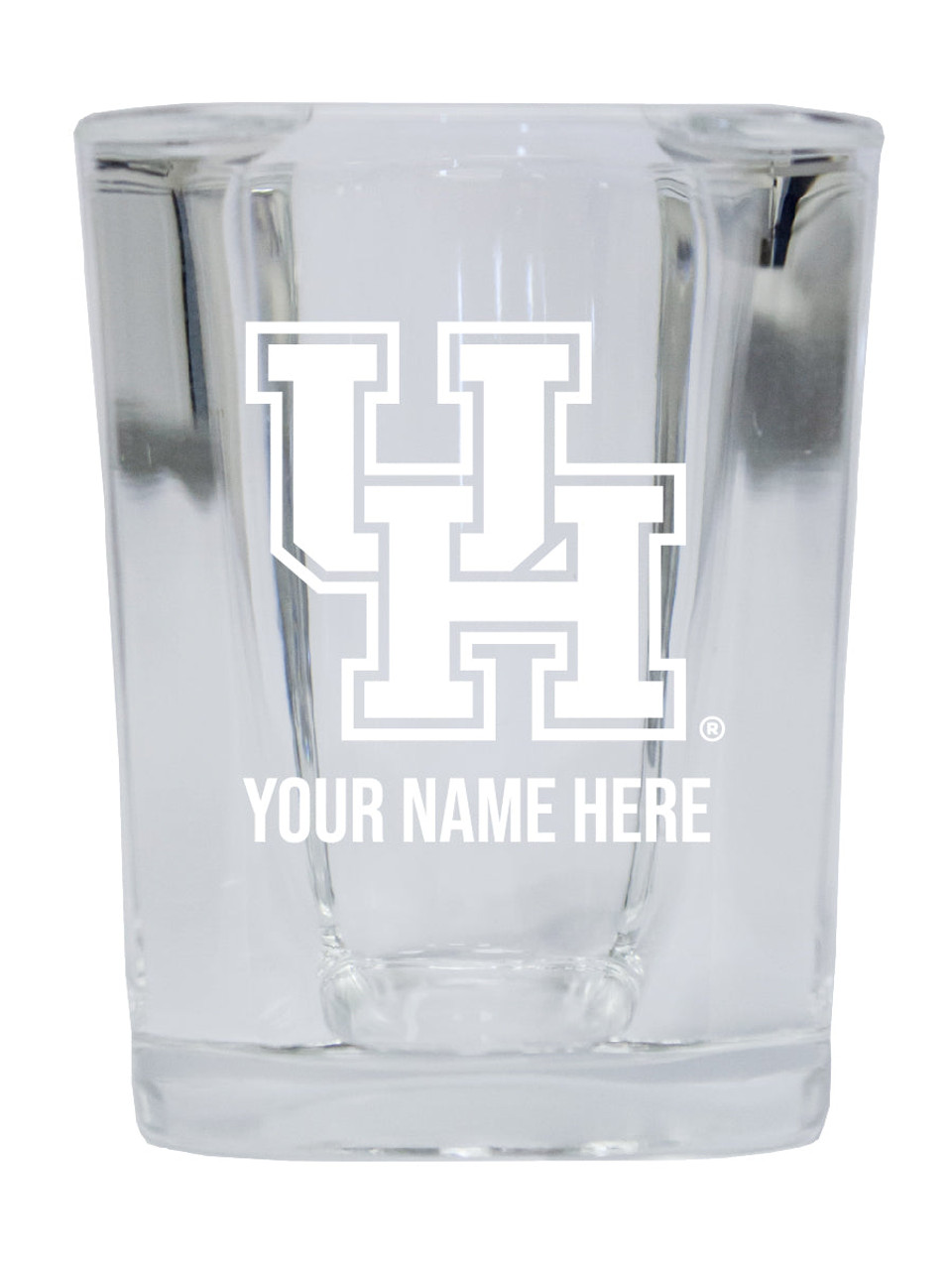 Personalized University of Houston Etched Square Shot Glass 2 oz With Custom Name