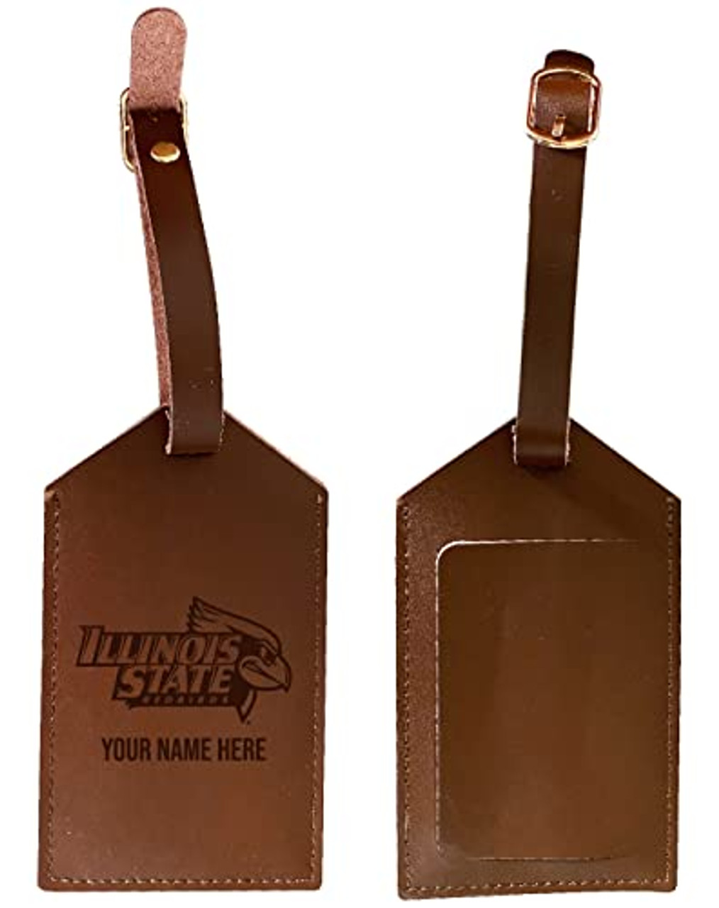 Personalized Customizable Illinois State Redbirds Engraved Leather Luggage Tag with Custom Name