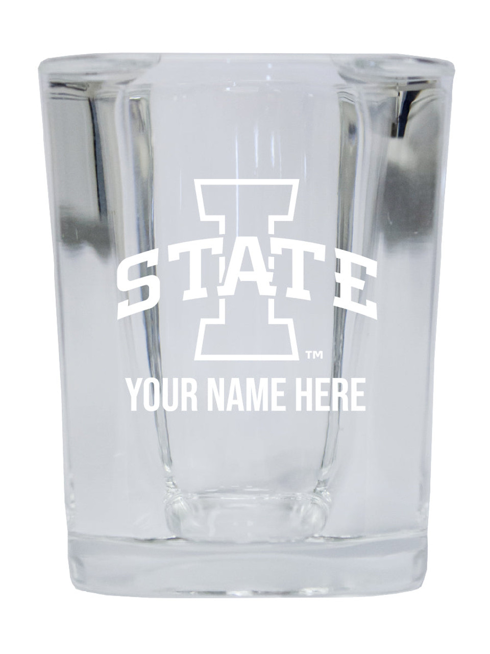 Personalized Customizable Iowa State Cyclones Etched Stemless Shot Glass 2 oz With Custom Name