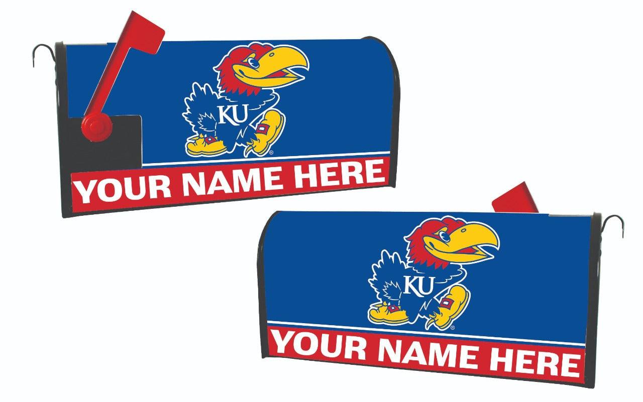 Personalized Customizable Kansas Jayhawks Mailbox Cover Design Custom Name