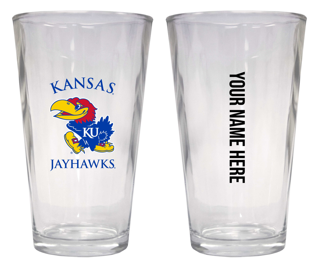 Personalized Customizable Kansas Jayhawks Pint Glass Custom Name