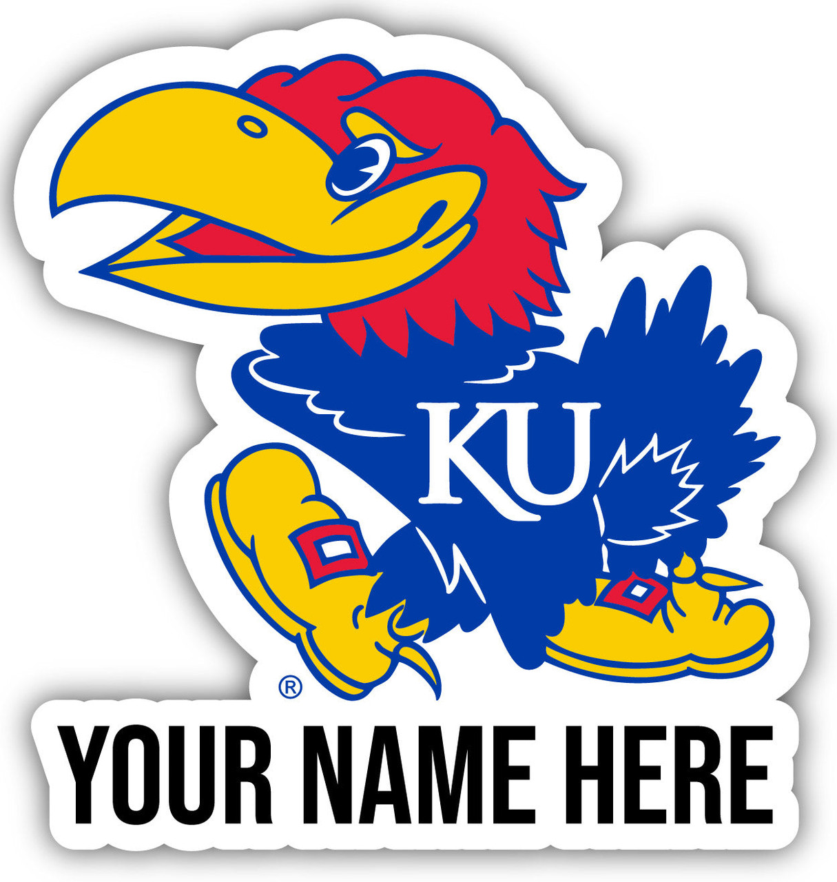 Personalized Customizable Kansas Jayhawks Vinyl Decal Sticker Custom Name