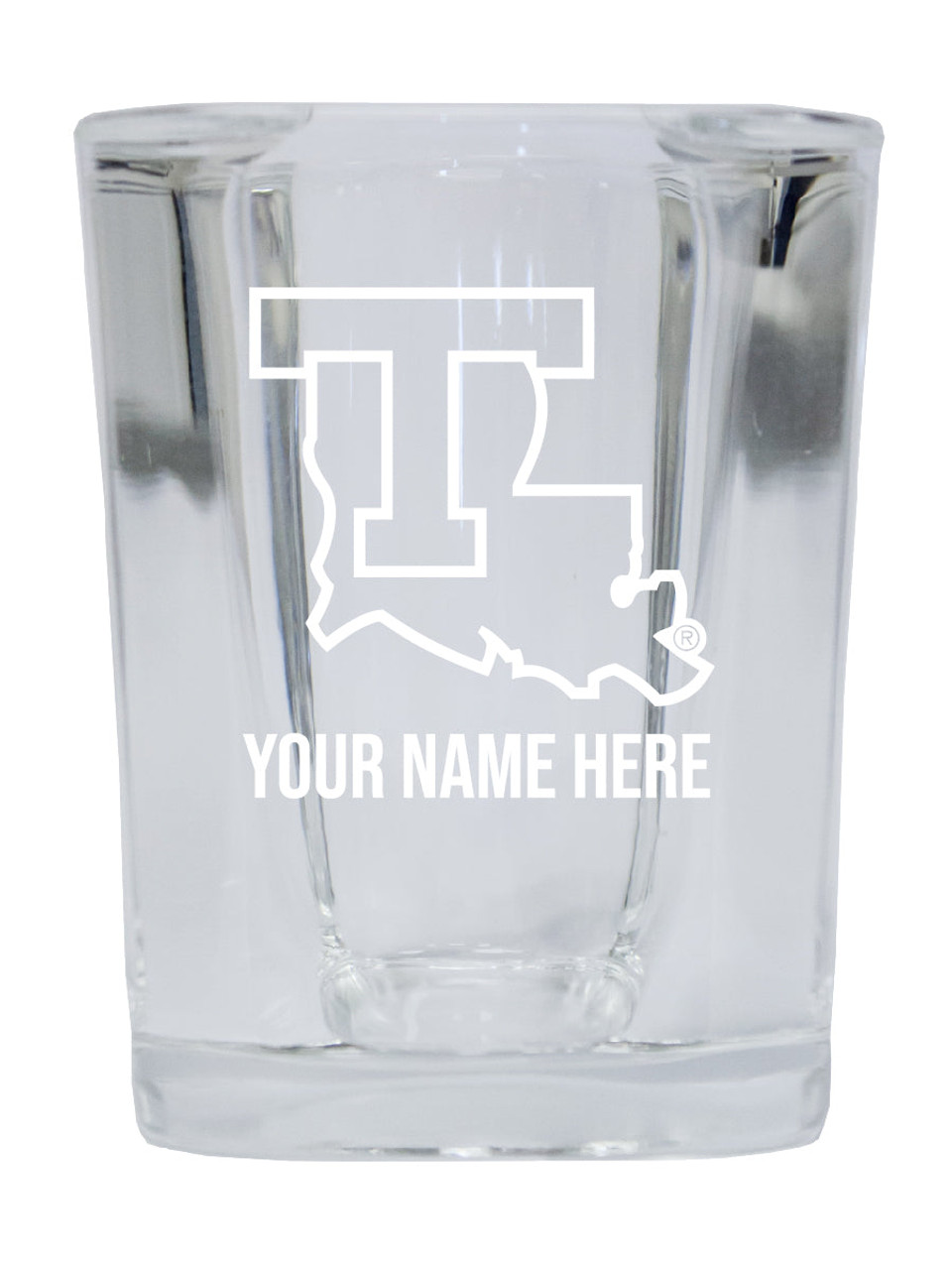 Personalized Louisiana Tech Bulldogs Etched Square Shot Glass 2 oz With Custom Name