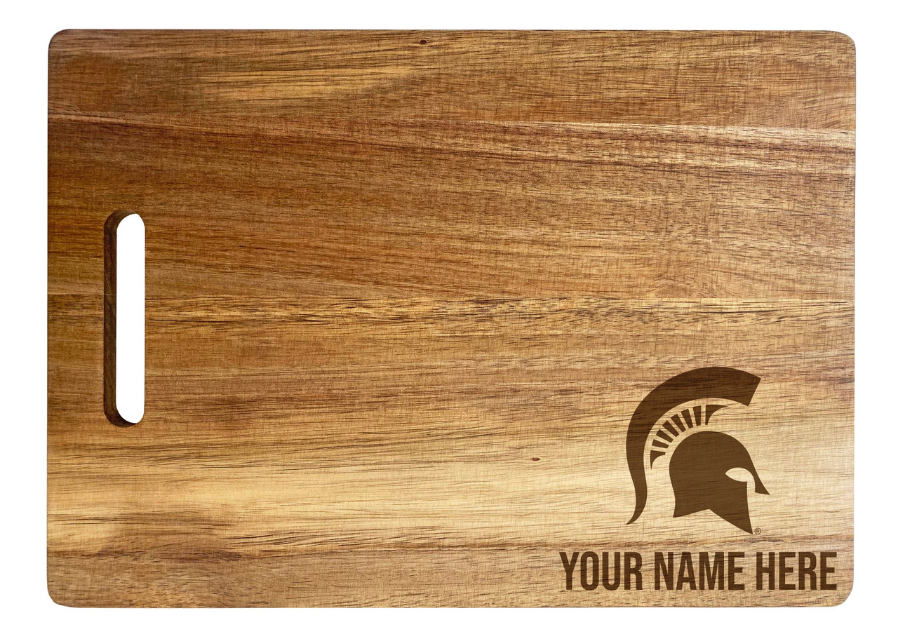 Michigan State Spartans Custom Engraved Wooden Cutting Board 10" x 14" Acacia Wood
