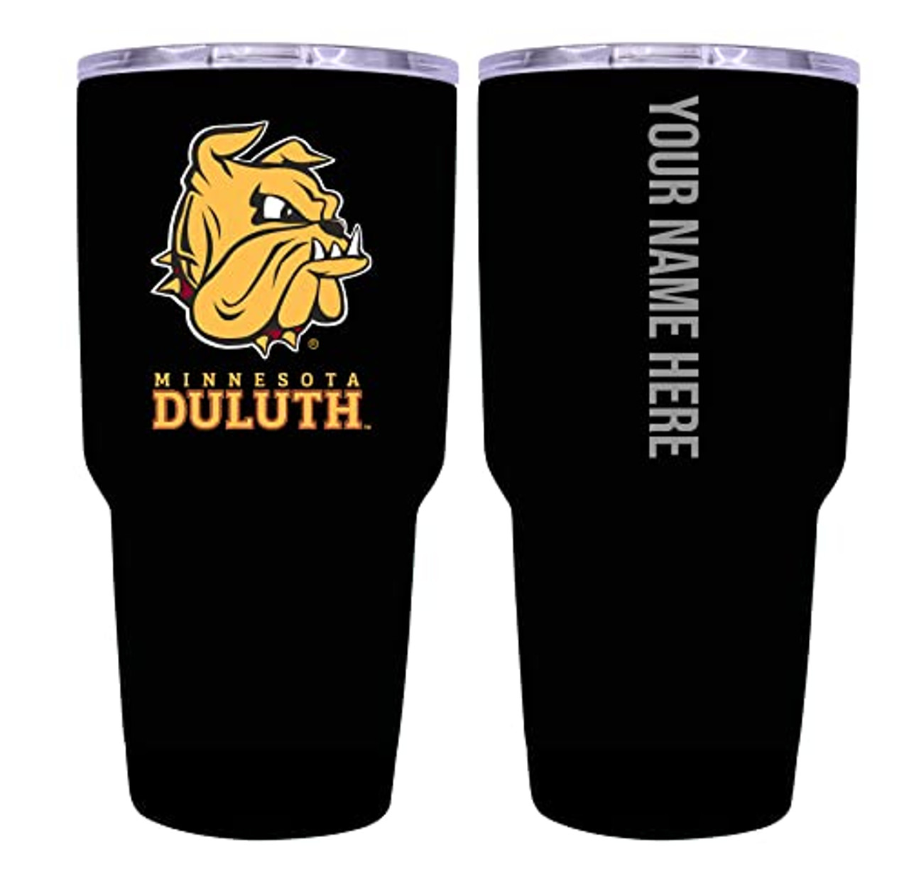 Collegiate Custom Personalized Minnesota Duluth Bulldogs, 24 oz Insulated Stainless Steel Tumbler with Engraved Name (Black)