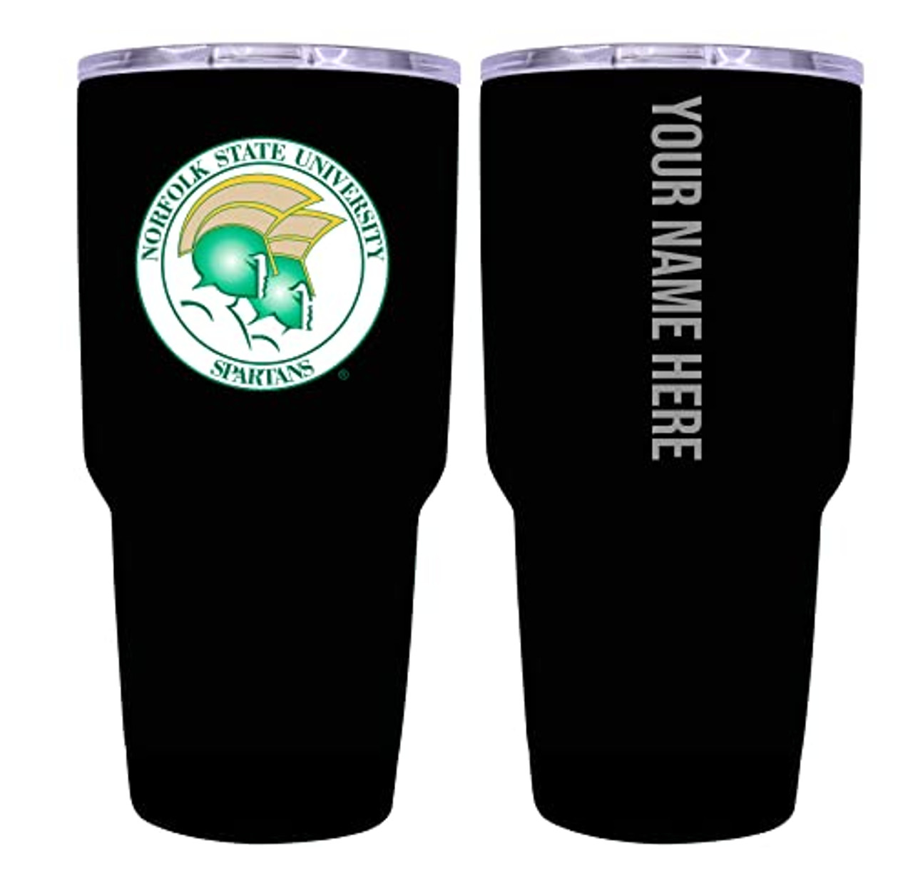 Collegiate Custom Personalized Norfolk State University, 24 oz Insulated Stainless Steel Tumbler with Engraved Name (Black)