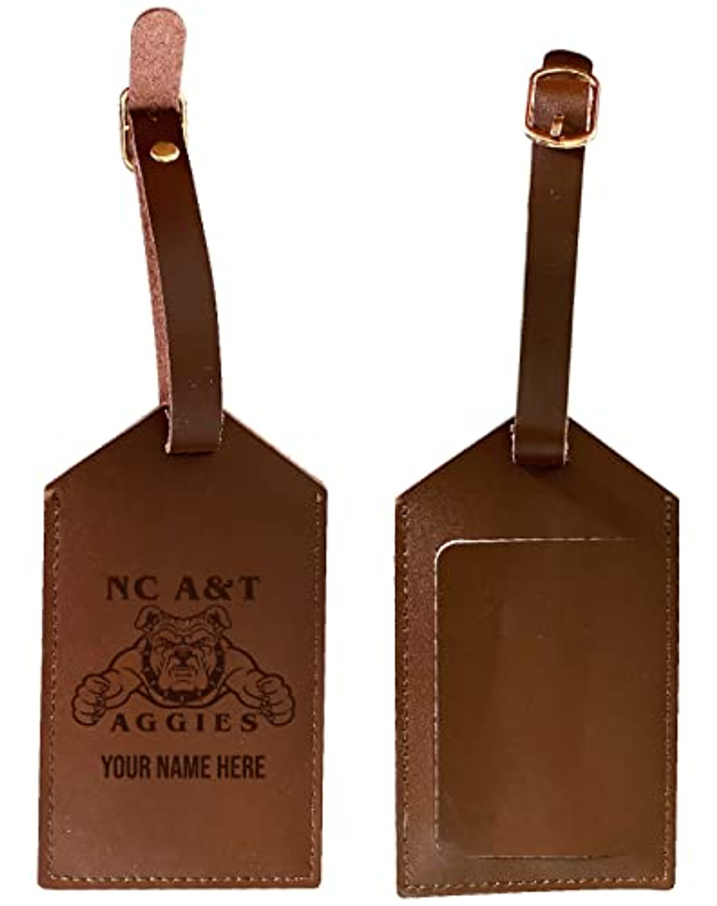 Personalized Customizable North Carolina A&T State Aggies Engraved Leather Luggage Tag with Custom Name