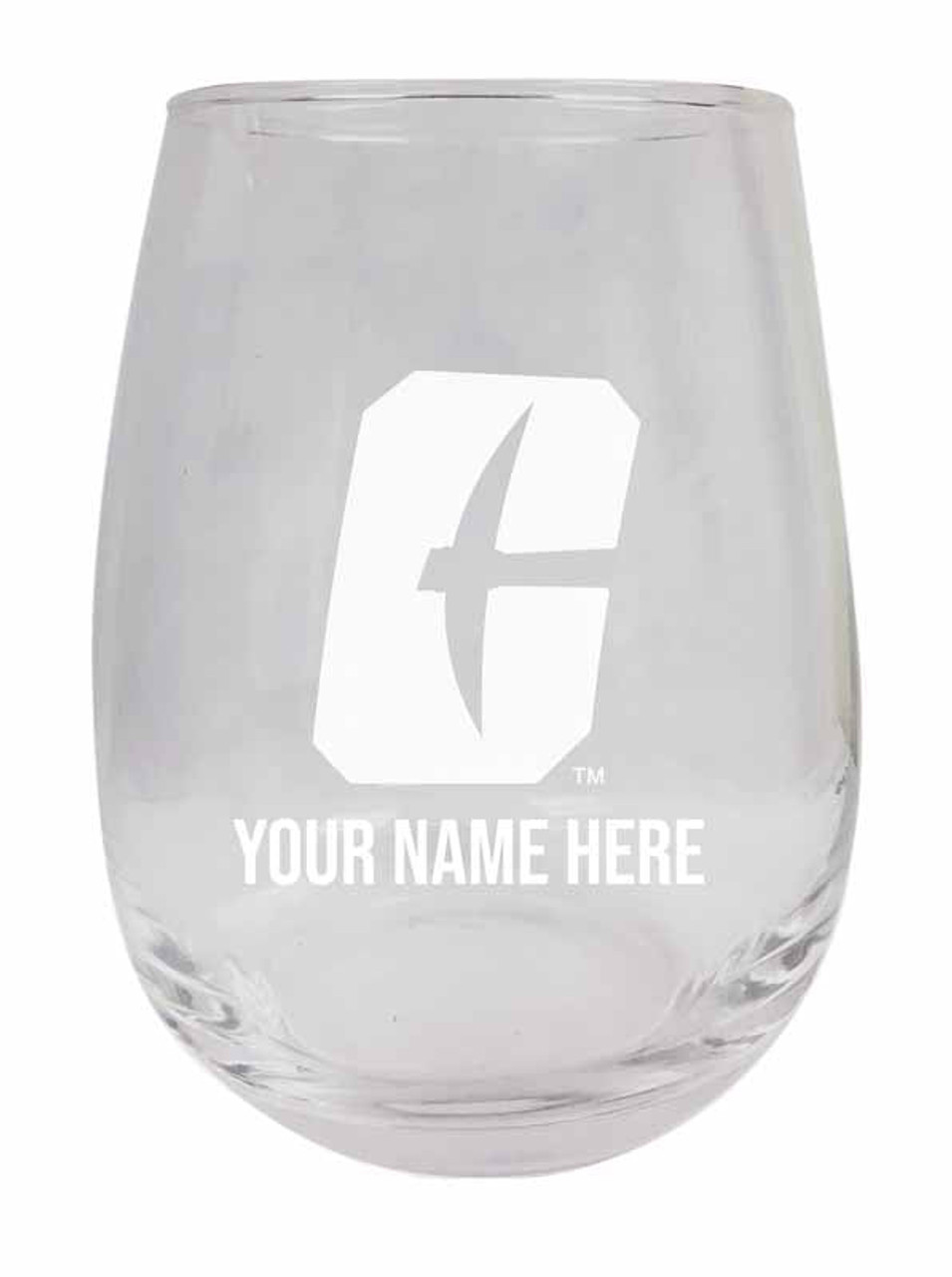 Personalized Customizable North Carolina Charlotte Forty-Niners Etched Stemless Wine Glass 9 oz With Custom Name