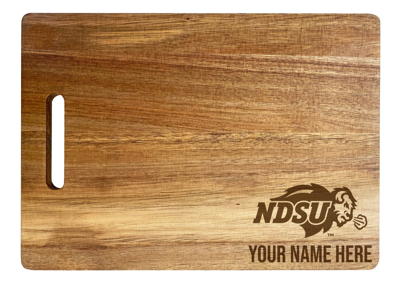 North Dakota State Bison Custom Engraved Wooden Cutting Board 10" x 14" Acacia Wood