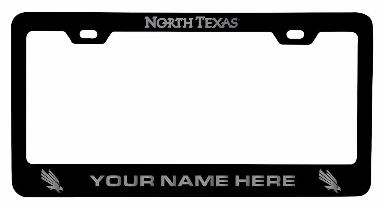 Collegiate Custom North Texas Metal License Plate Frame with Engraved Name