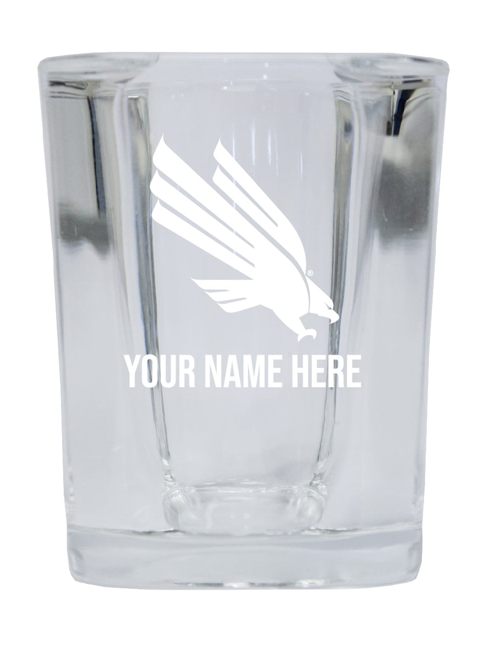 Personalized Customizable North Texas Etched Stemless Shot Glass 2 oz With Custom Name