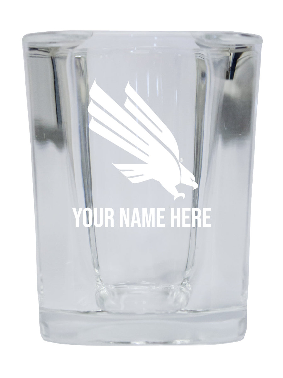 Personalized North Texas Etched Square Shot Glass 2 oz With Custom Name