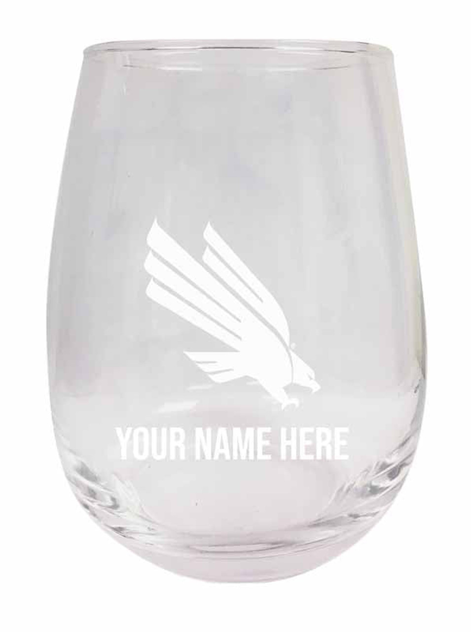 Personalized Customizable North Texas Etched Stemless Wine Glass 9 oz With Custom Name