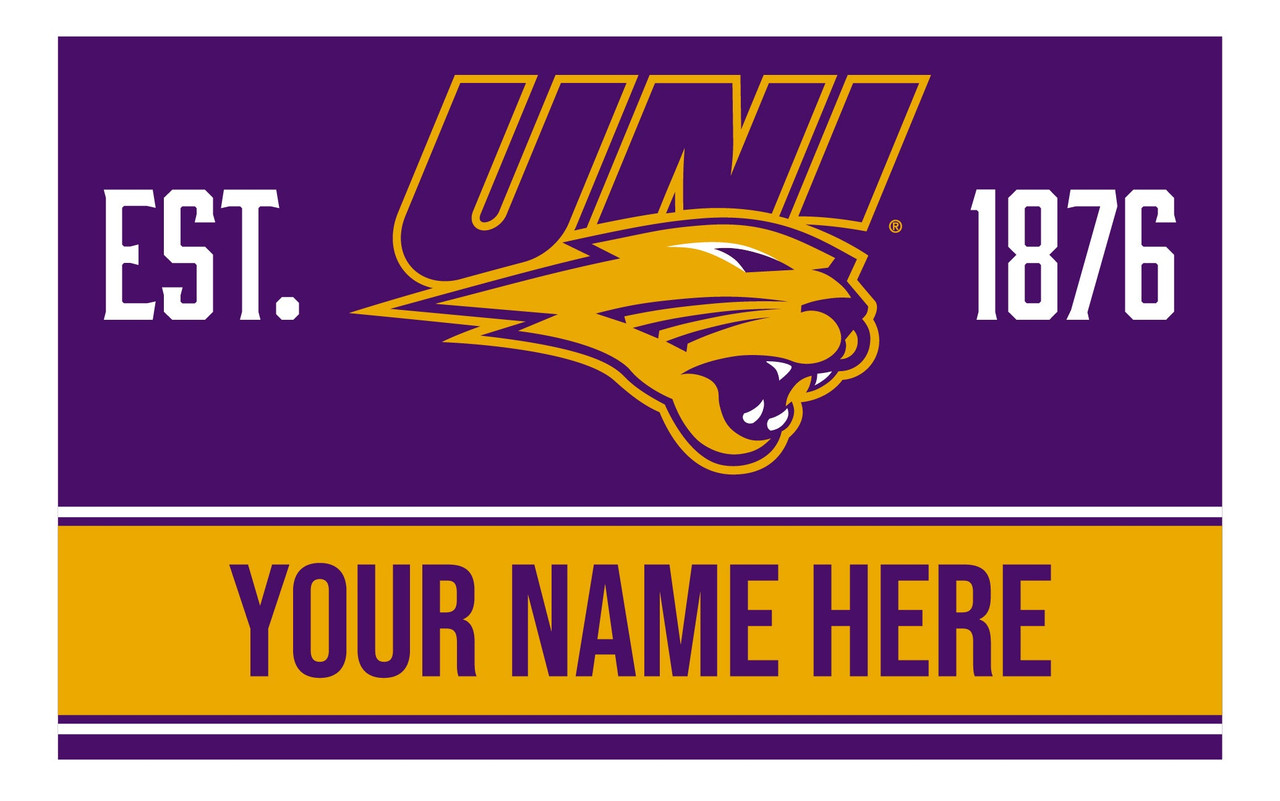 Personalized Customizable Northern Iowa Panthers Wood Sign with Frame Custom Name