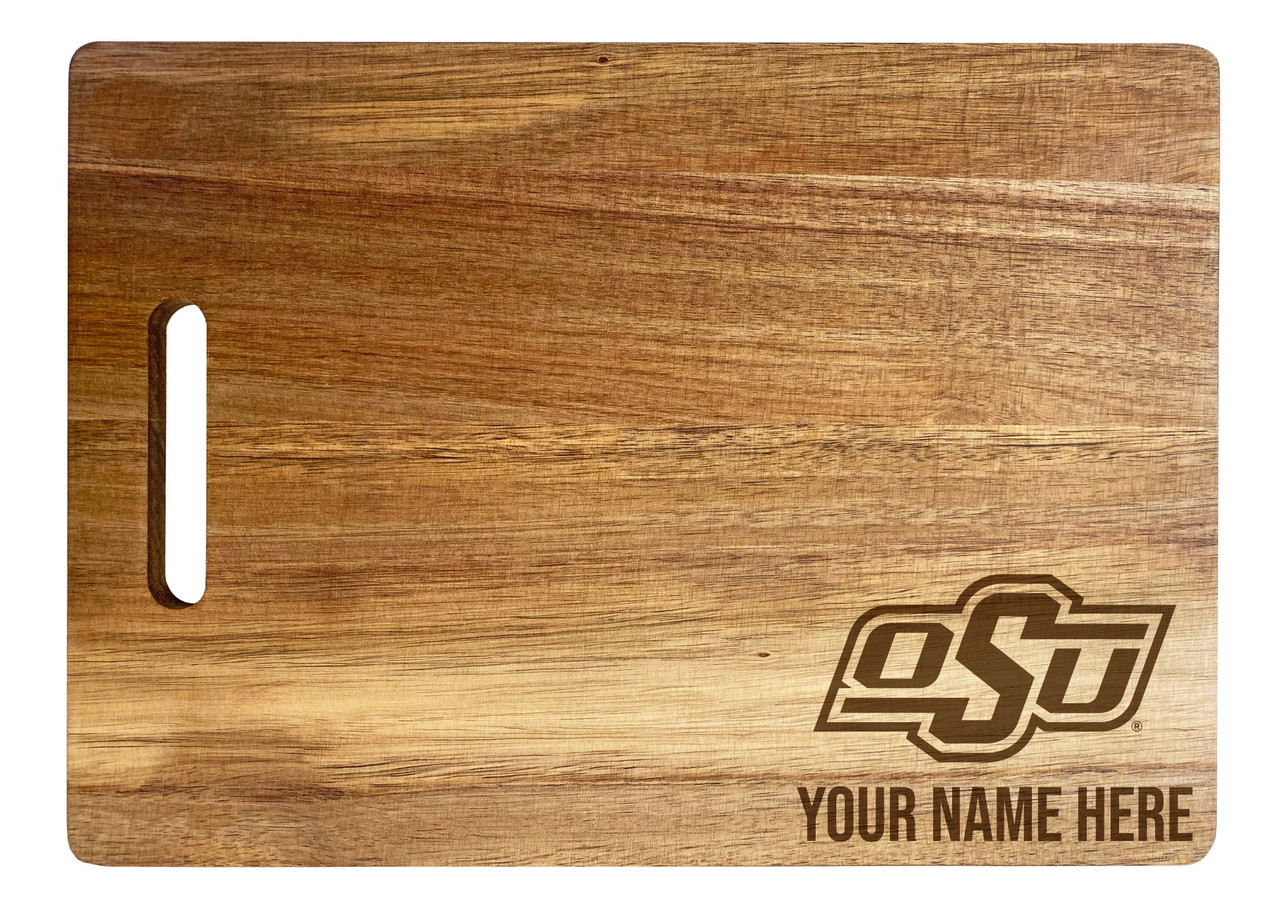 Oklahoma State Cowboys Custom Engraved Wooden Cutting Board 10" x 14" Acacia Wood