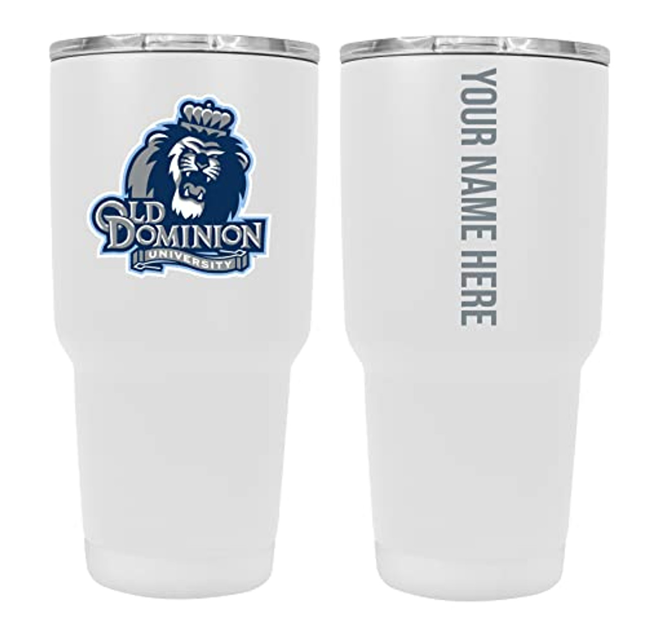 Collegiate Custom Personalized Old Dominion Monarchs, 24 oz Insulated Stainless Steel Tumbler with Engraved Name (White)