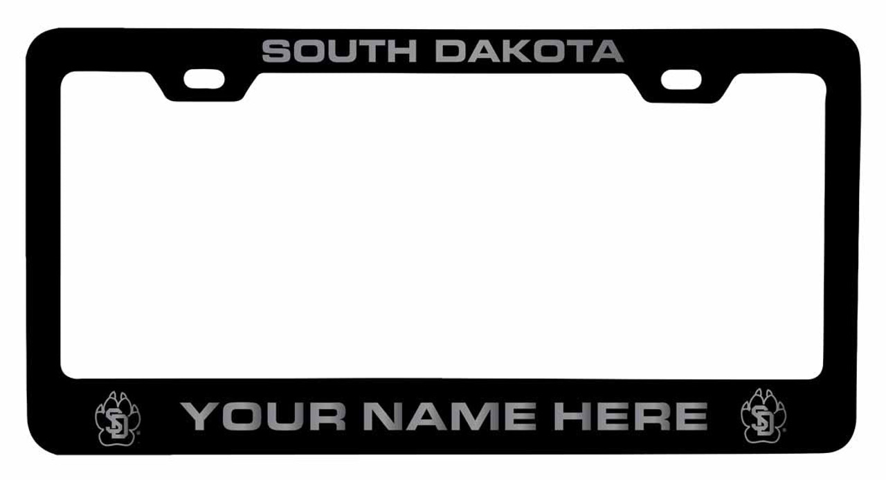 Collegiate Custom South Dakota Coyotes Metal License Plate Frame with Engraved Name