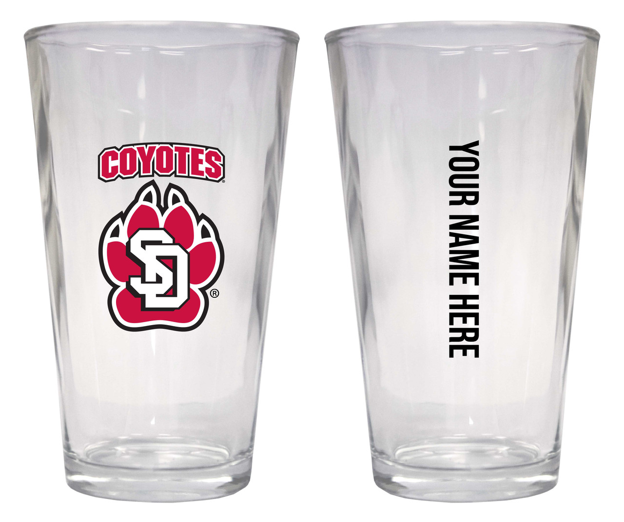 Personalized Customizable South Dakota Coyotes Pint Glass Custom Name