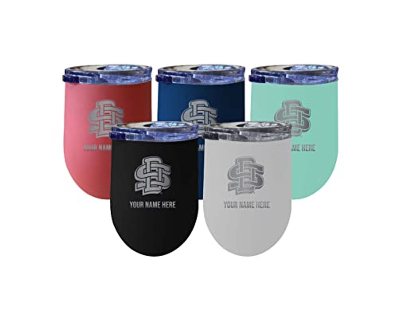 Collegiate Custom Personalized South Dakota State Jackrabbits 12 oz Etched Insulated Wine Stainless Steel Tumbler with Engraved Name