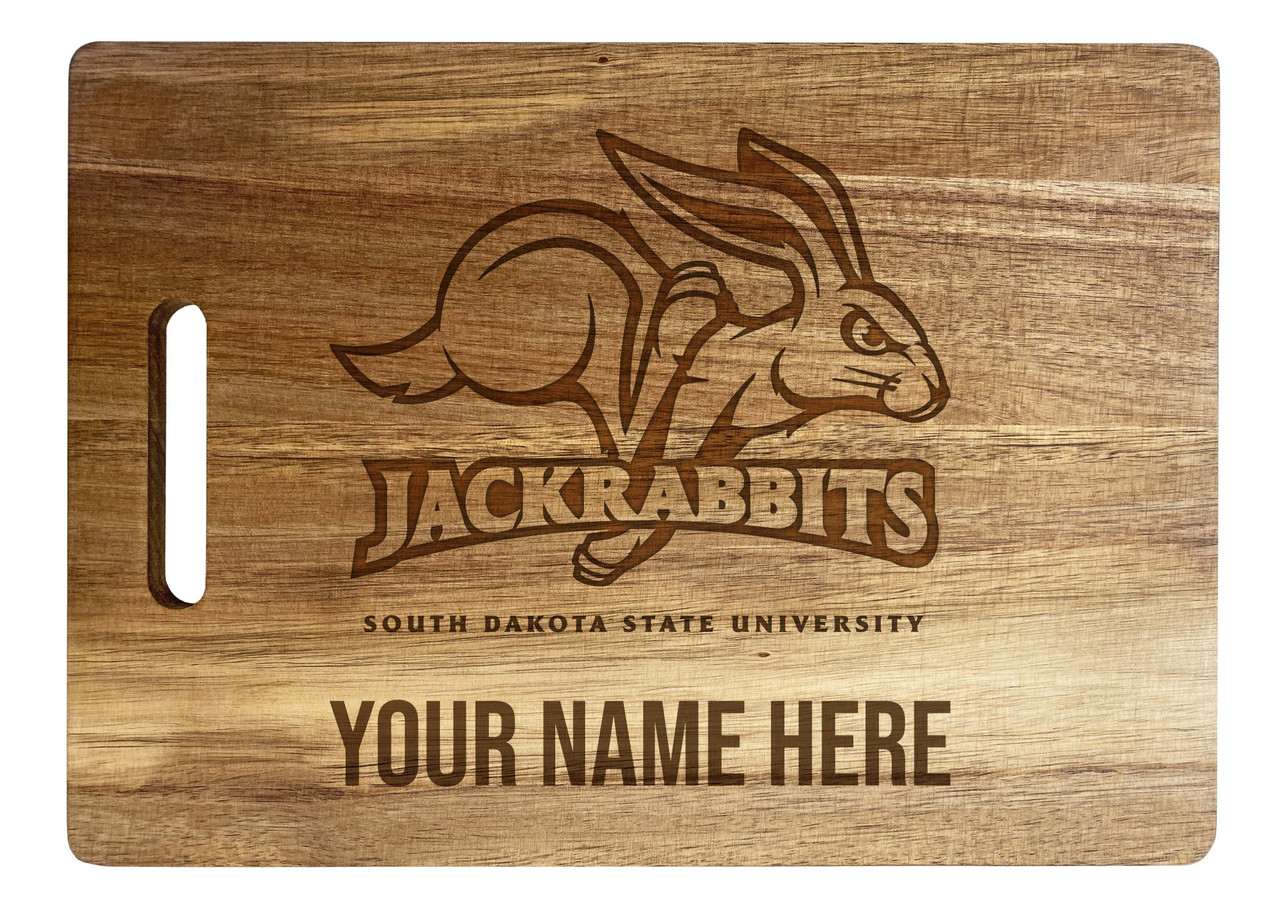 South Dakota State Jackrabbits Custom Engraved Wooden Cutting Board 10" x 14" Acacia Wood