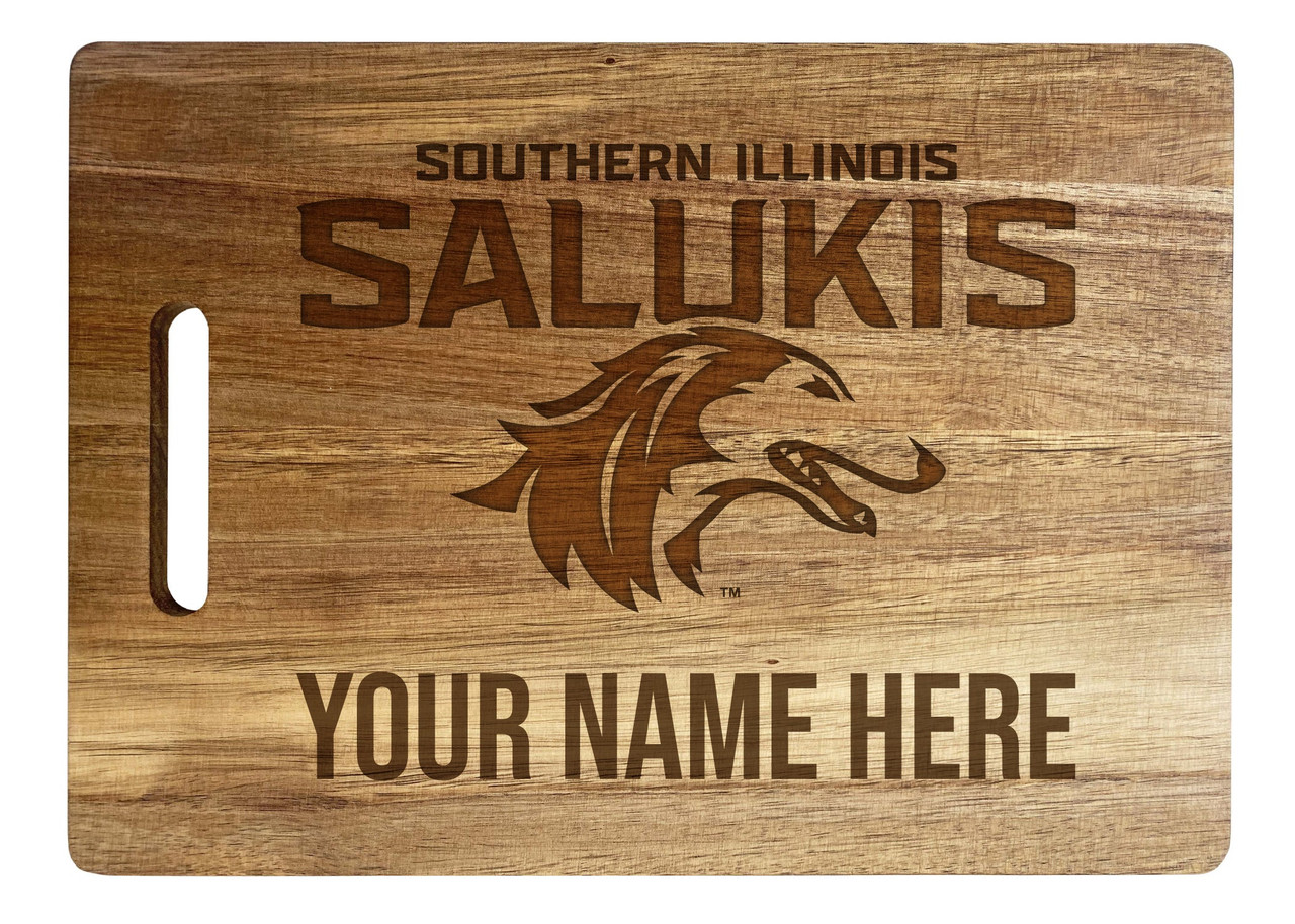 Southern Illinois Salukis Custom Engraved Wooden Cutting Board 10" x 14" Acacia Wood