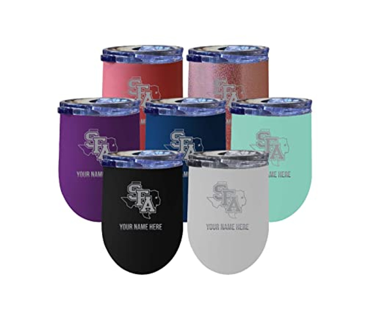 Collegiate Custom Personalized Stephen F. Austin State University 12 oz Etched Insulated Wine Stainless Steel Tumbler with Engraved Name