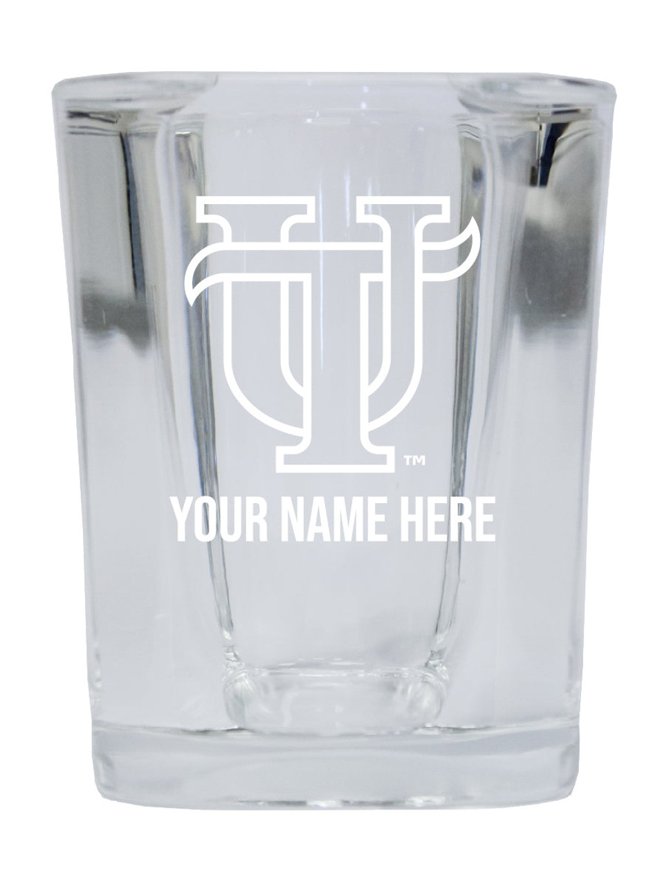 Personalized University of Tampa Spartans Etched Square Shot Glass 2 oz With Custom Name