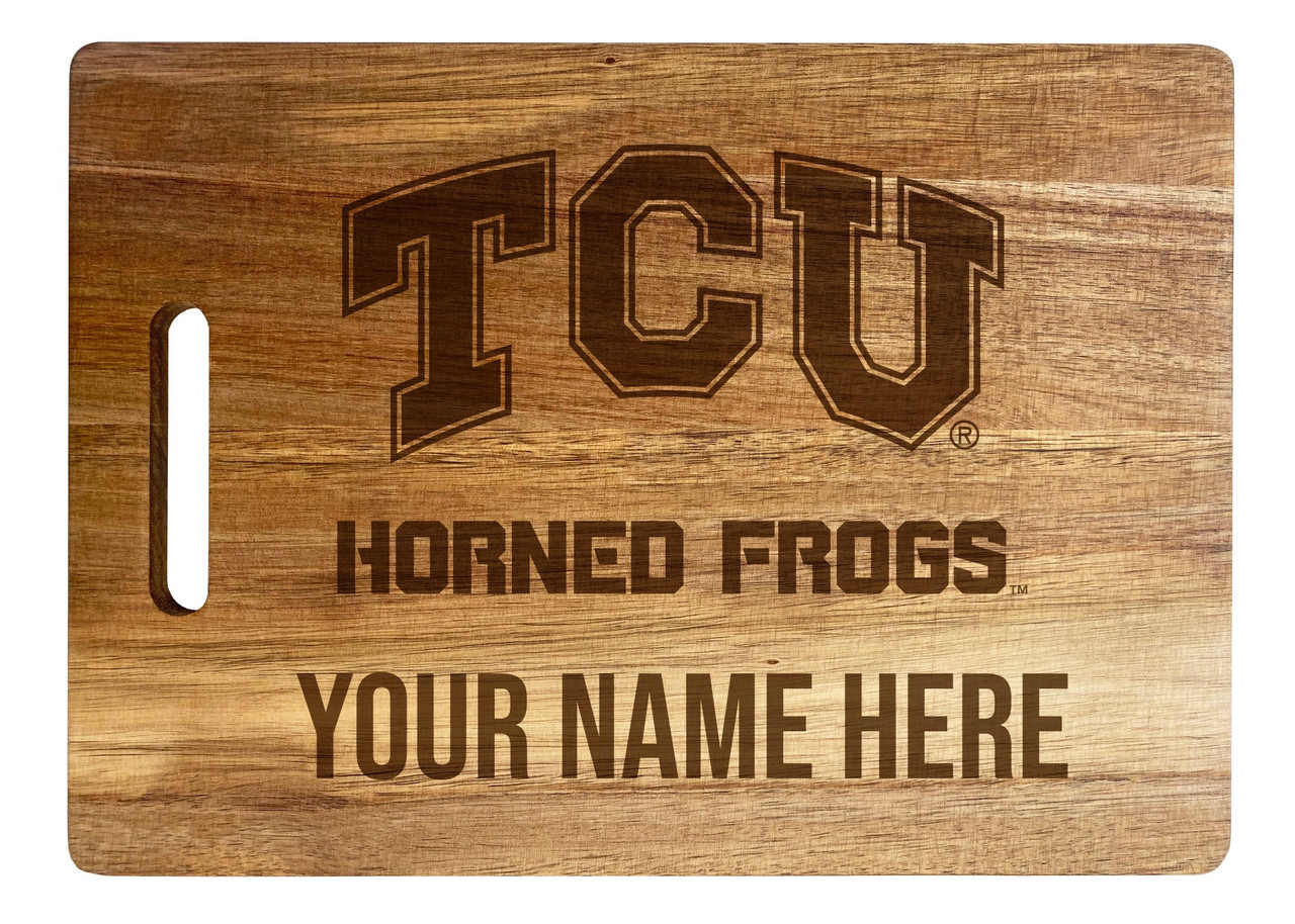 Texas Christian University Custom Engraved Wooden Cutting Board 10" x 14" Acacia Wood