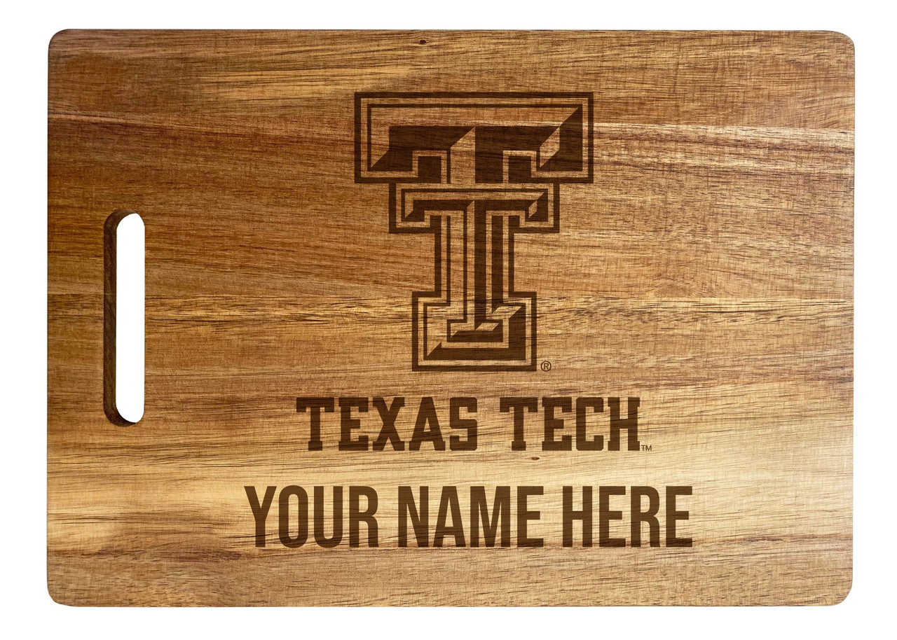 Texas Tech Red Raiders Custom Engraved Wooden Cutting Board 10" x 14" Acacia Wood