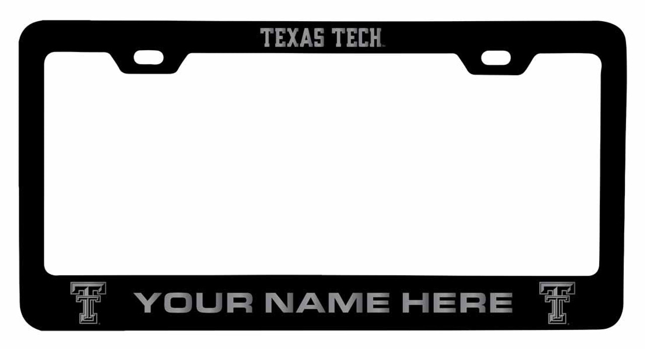 Collegiate Custom Texas Tech Red Raiders Metal License Plate Frame with Engraved Name