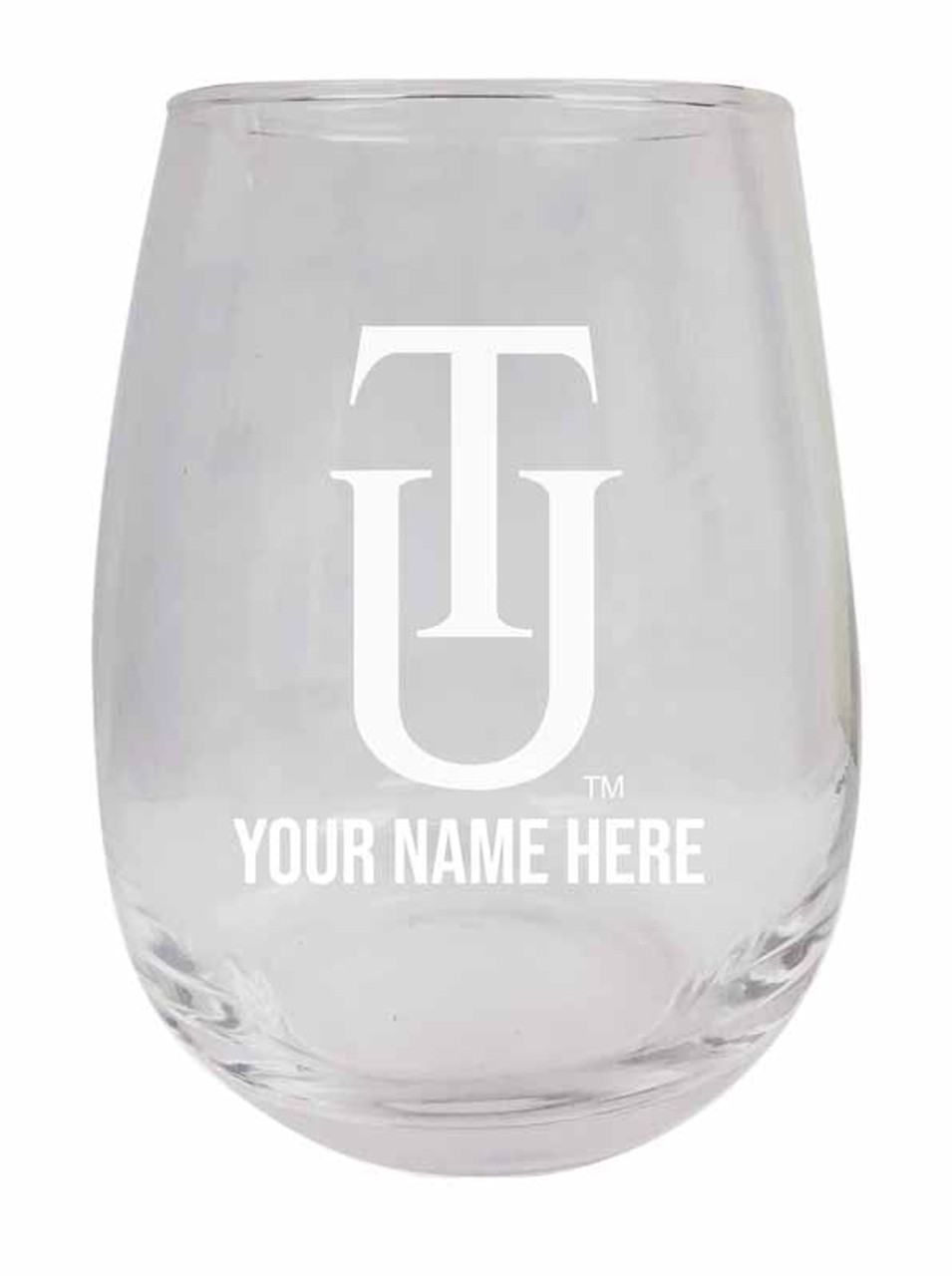 Personalized Customizable Tuskegee University Etched Stemless Wine Glass 9 oz With Custom Name